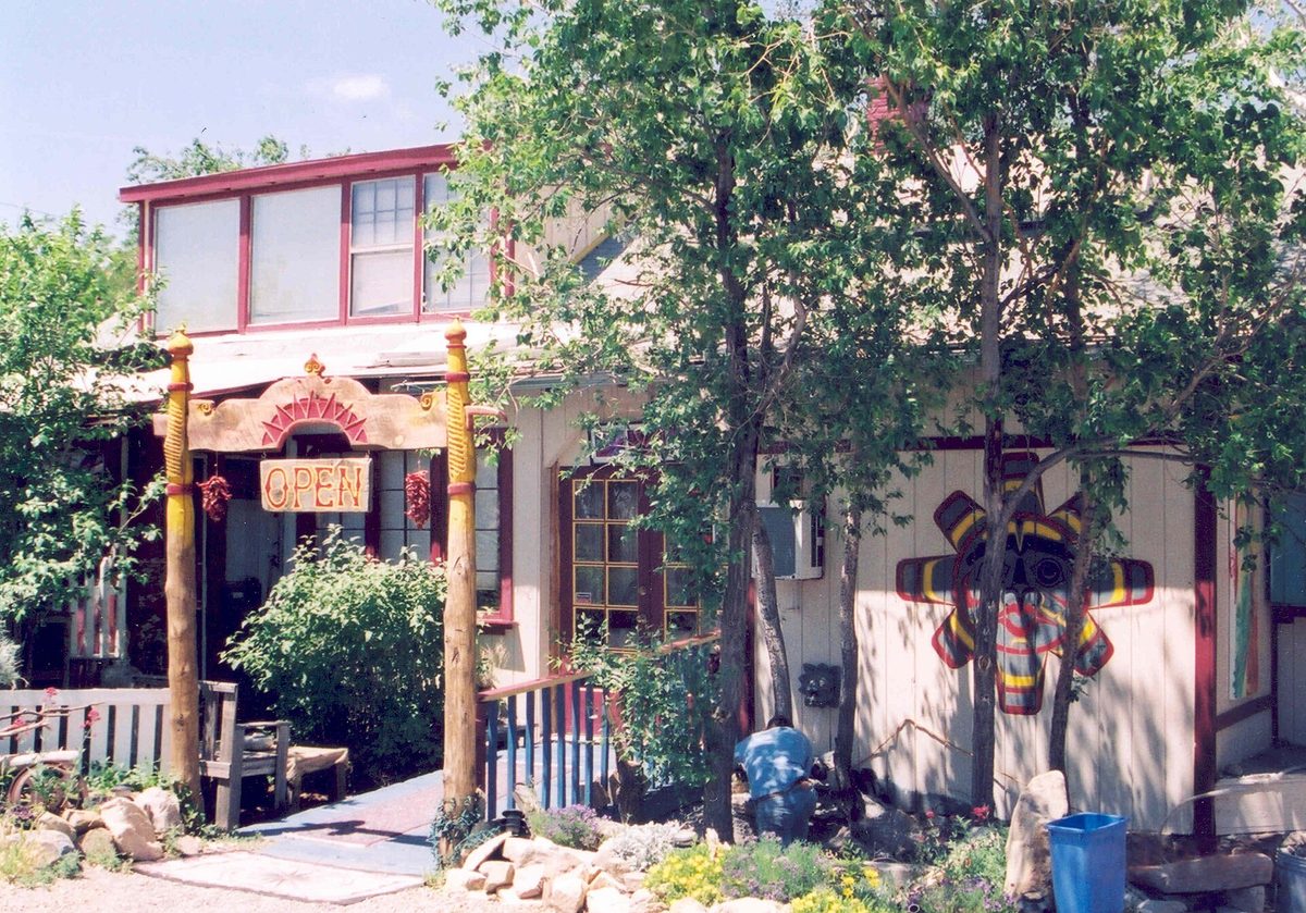 A whimsical artist storefront on the Turquoise Trail in Madrid, New Mexico.