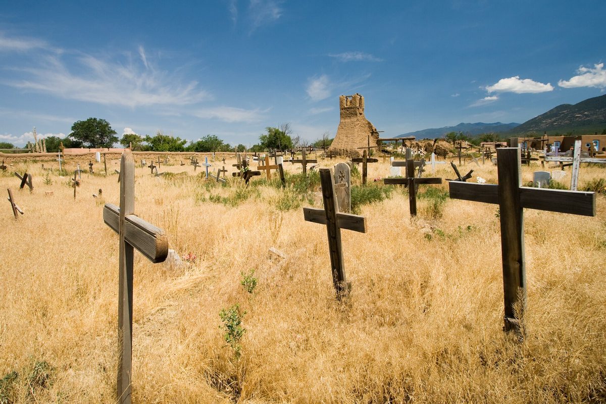 The historic San Geronimo mission ruins and burial ground at Taos Pueblo.